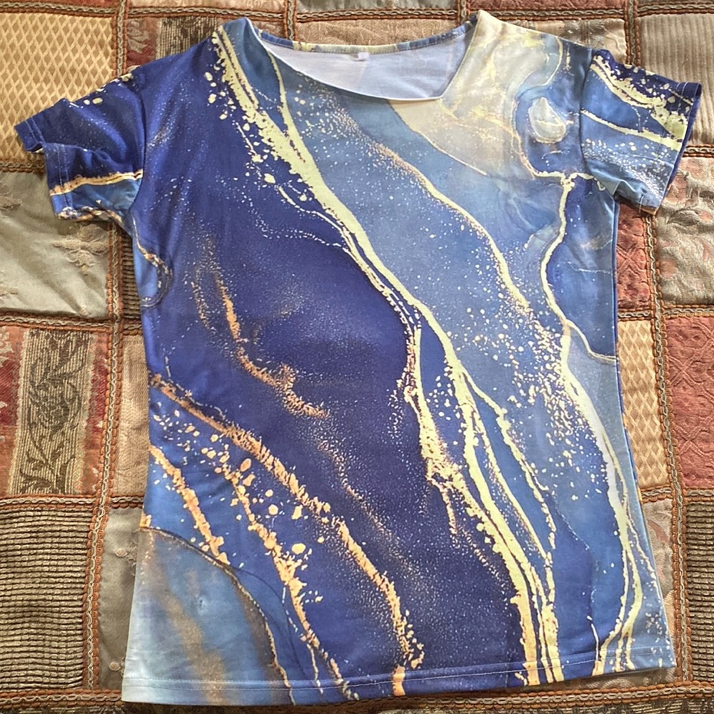 New ladies top, size large, purple/gold